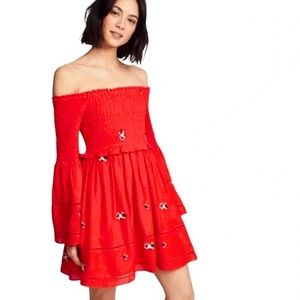 Free People Counting Daisies Mini Dress in Red | sz XS